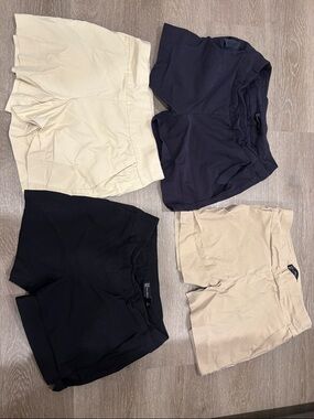 New York & Company Women's Shorts Bundle in Black, Navy, and Beige